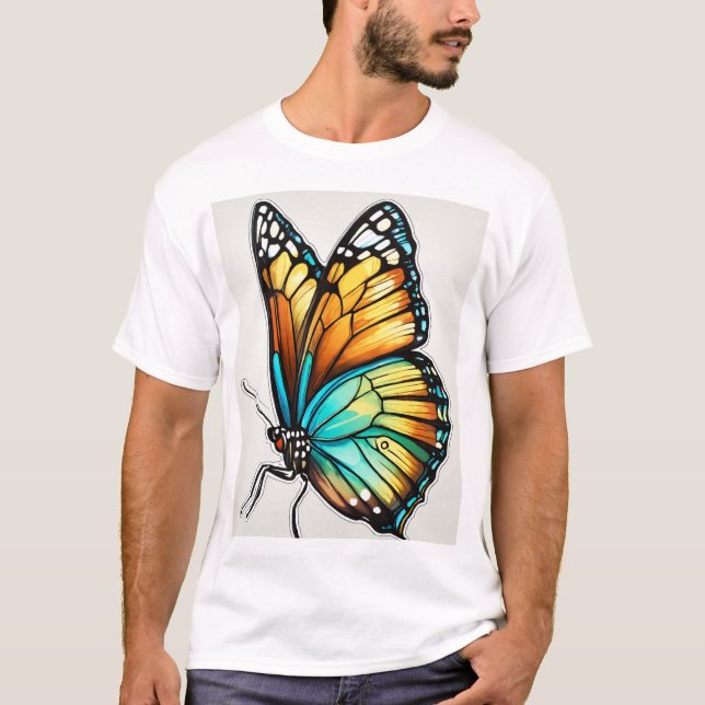"Vibrant Butterfly Art Tee - Embrace Nature's Colo (Framsida)