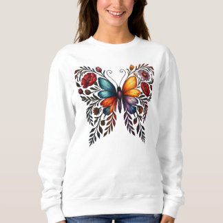 Vibrant Butterfly Floral Art Women’s Sweatshirt T Shirt