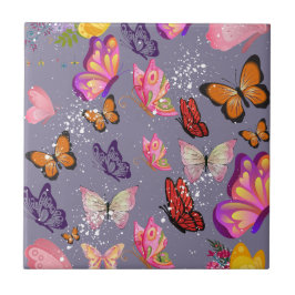 Vibrant Butterfly Mönster - Colorful & Artistic De Kakelplatta