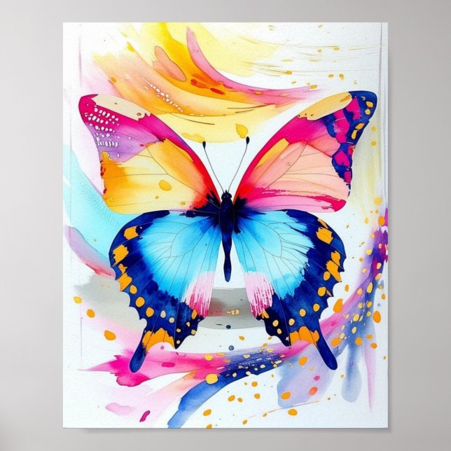Vibrant Butterfly Poster- Konstnärliga Stänk i Fär Poster (Framsidan)