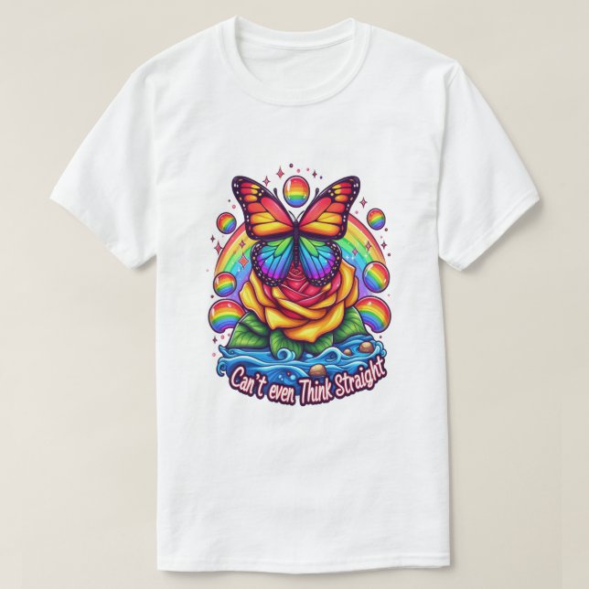 Vibrant Butterfly utförd på färgfull Ro T Shirt (Design framsida)