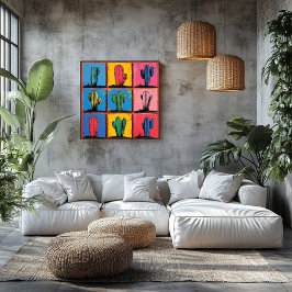 Vibrant Cactus Pop Art-utskrift för en lekande pek Poster