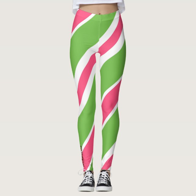 Vibrant Candy Stripe Abstract Leggings (Framsida)