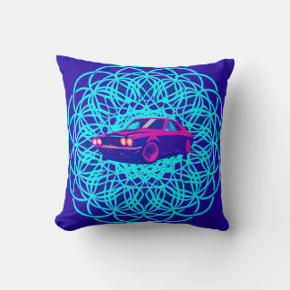 Vibrant Car Centered in Geometric Mandala Kudde