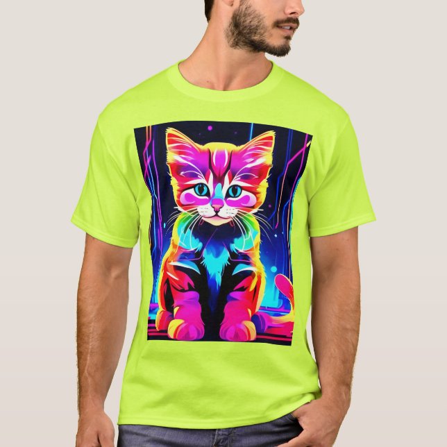 Vibrant Cat Artwork T Shirt (Framsida)