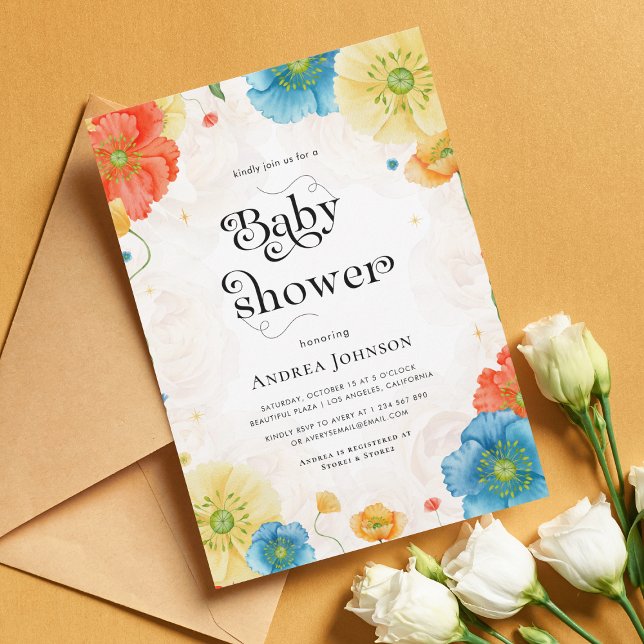 Vibrant Celestial Blommigt Garden Boho Baby Shower Inbjudningar (Skapare uppladdad)
