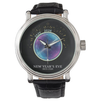 Vibrant Celestial Clock New Year's Eve 2026 Party Armbandsur