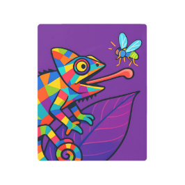 Vibrant Chameleon Metal Wall Art | Geometric Pop