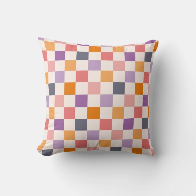 Vibrant Checkerboard Mönster Kudde (Framsida)