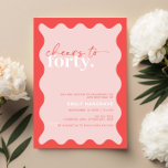 Vibrant Cheers till 40:e födelsedagen Party Inbjudningar<br><div class="desc">Denna livliga inbjudan till 40-dagarspartiet är perfekt för en modern födelsedagsfest. Den enkla designen har contemporary hej skripttext i vitt färg på vibrerande persikobakgrund med vågigt gräns. Anpassade i alla färg. Behålla designen minimal och elegant, som den är, eller anpassa den genom att lägga till egna bilder och teckningar. Om...</div>