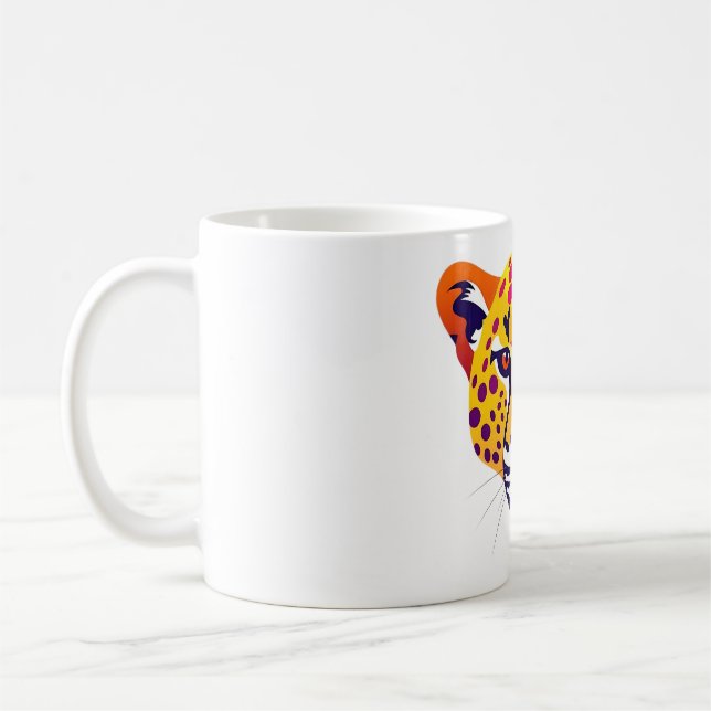 Vibrant Cheetah Head i Sunset Hues Kaffemugg (Vänster)
