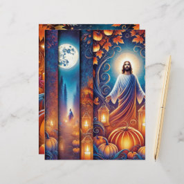 Vibrant Christian Halloween Jesus Scrapbook Papper