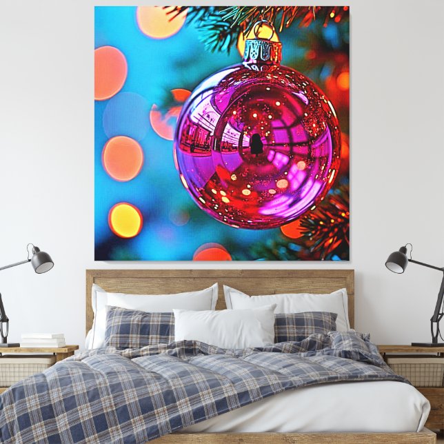 Vibrant Christmas Ornament Sparkle Design Canvastryck (Insitu (sovrum))