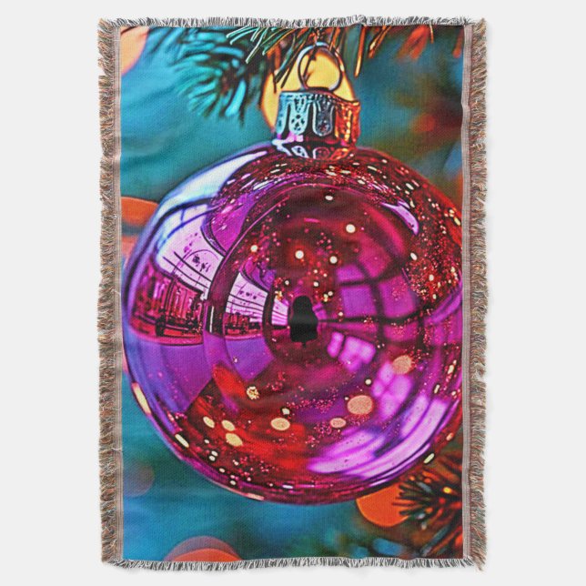 Vibrant Christmas Ornament Sparkle Design Filt (Framsidan Vertikal)