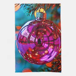 Vibrant Christmas Ornament Sparkle Design Kökshandduk