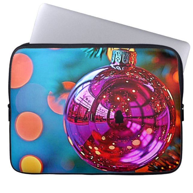 Vibrant Christmas Ornament Sparkle Design Laptop Fodral (Framsidan)