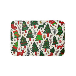 Vibrant Christmas Pattern Art Print Badrumsmatta