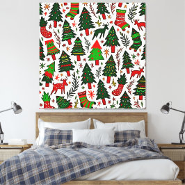 Vibrant Christmas Pattern Art Print Canvastryck