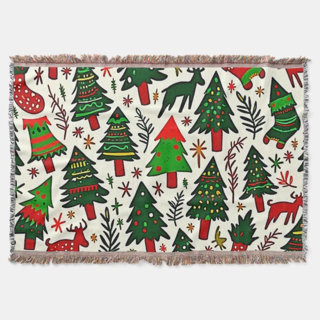 Vibrant Christmas Pattern Art Print Filt (Framsidan)