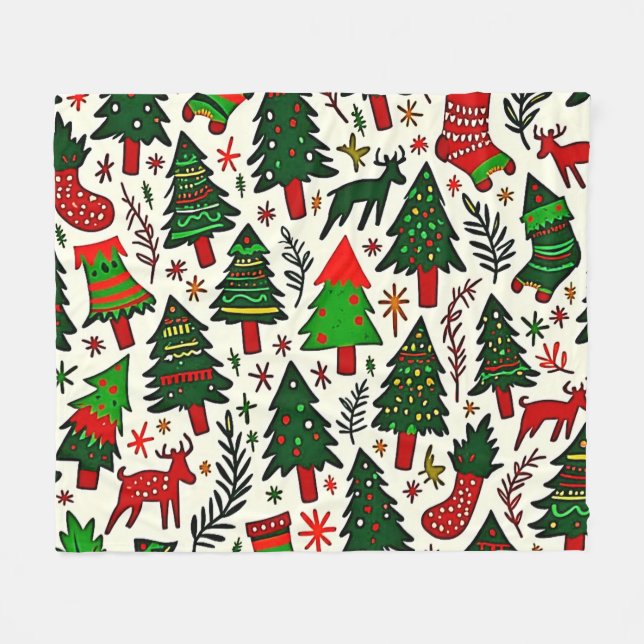 Vibrant Christmas Pattern Art Print Fleecefilt (Framsidan (Horisontell))