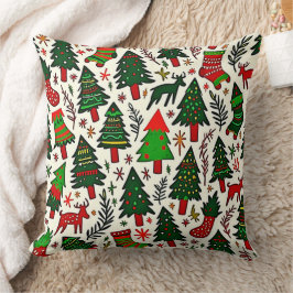 Vibrant Christmas Pattern Art Print Kudde