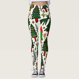 Vibrant Christmas Pattern Art Print Leggings
