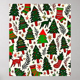 Vibrant Christmas Pattern Art Print Poster
