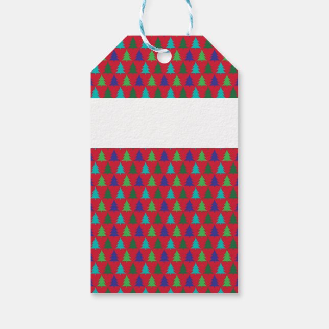 Vibrant Christmas Tree Holiday Pattern Presentetikett (Baksidan)