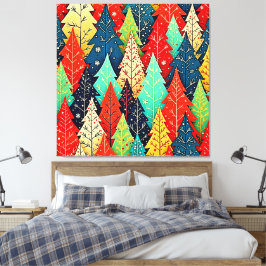 Vibrant Christmas Tree Pattern Art Canvastryck