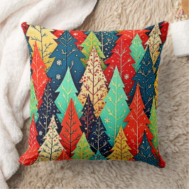 Vibrant Christmas Tree Pattern Art Kudde
