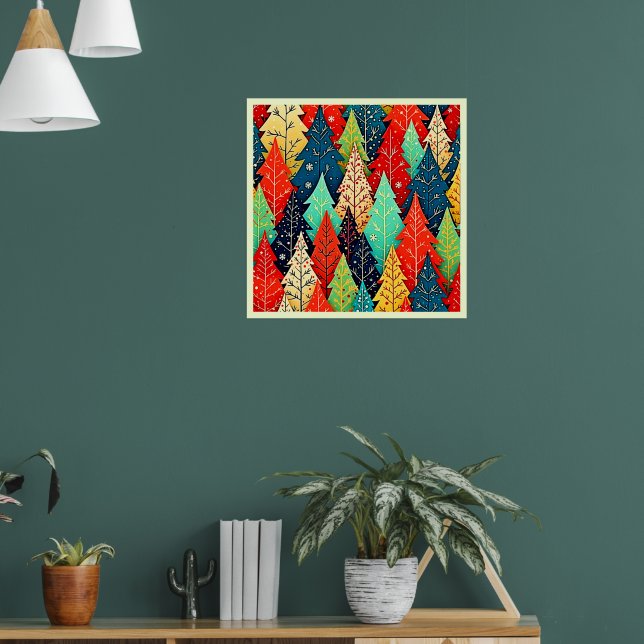 Vibrant Christmas Tree Pattern Art Poster (Vardagsrum 1)