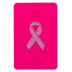Vibrant Chrome Glitter Stil Rosa Ribbon Awareness Magnet