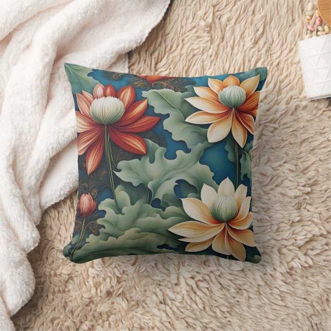 Vibrant Chrysanthemum Design Kudde (Filt)