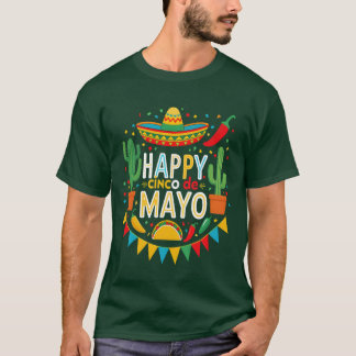 Vibrant Cinco de Mayo Fiesta Mexikanska Party för T Shirt