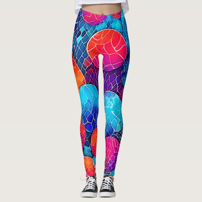 Vibrant Circle Mönster Leggings (Framsida)