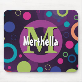 Vibrant Circles Ringar Retro Personlig LILA Musmatta