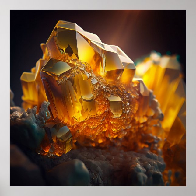 Vibrant Citrine Gemstone, Macro Shot Poster (Framsidan)