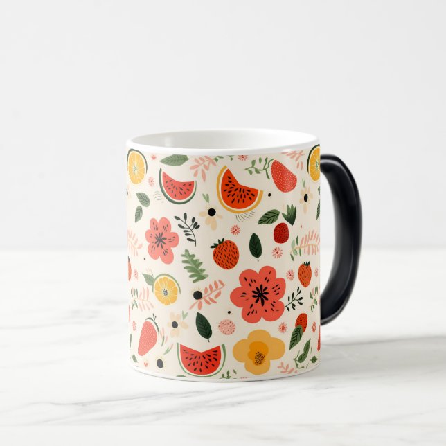 Vibrant Citrus & Blommönster Magisk Mugg (Framsida höger)