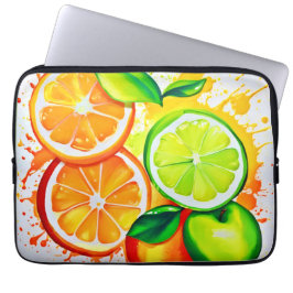 Vibrant Citrus Fruit Stänk Art Laptop Fodral