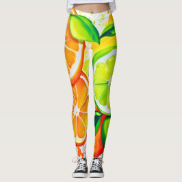 Vibrant Citrus Fruit Stänk Art Leggings