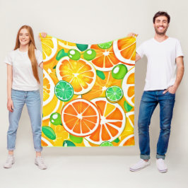 Vibrant Citrus Medley - färska och saftiga skivor Fleecefilt