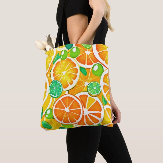 Vibrant Citrus Medley - färska och saftiga skivor Tygkasse (Närbild)
