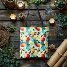 Vibrant Citrus och Cherry - Personlig Initialer Tygkasse