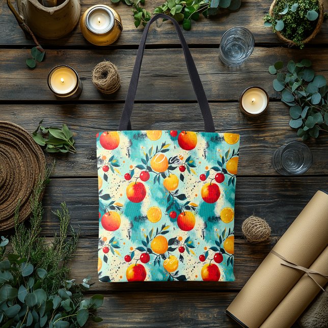 Vibrant Citrus och Cherry - Personlig Initialer Tygkasse (Skapare uppladdad)