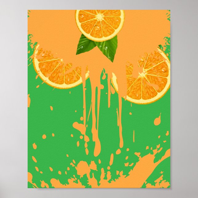 Vibrant Citrus Orange Dropposter Poster (Framsidan)