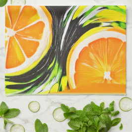 Vibrant citrusfärg kökshandduk
