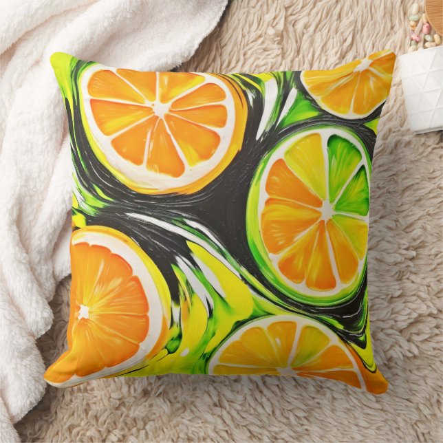 Vibrant citrusfärg kudde (Filt)