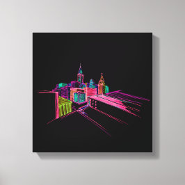 Vibrant City Bridge - unik modern Canvastryck