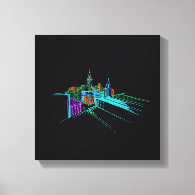Vibrant City Bridge - unik modern Canvastryck (Framsida)
