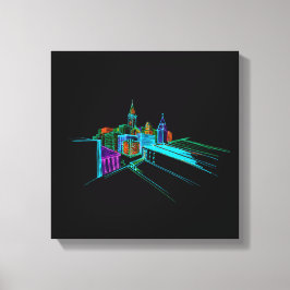 Vibrant City Bridge - unik modern Canvastryck